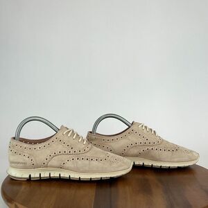 Womens Cole Haan Zerogrand Pink Suede Wingtip Brogue‎ Dress Shoes Size 8 B GUC